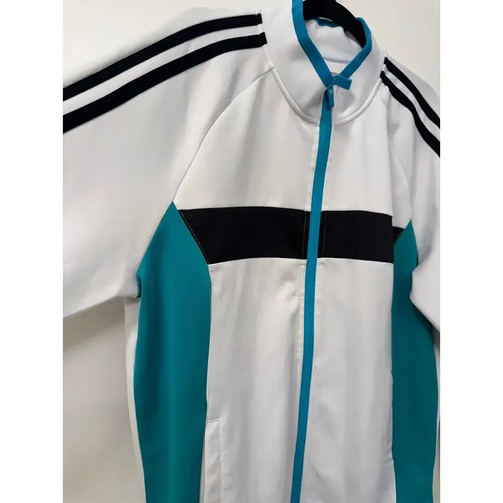 Stacy Adams Track Jacket Mens L White Polyester Striped Zip-Up Sport Performance